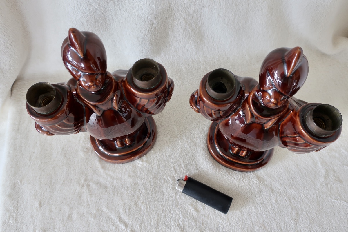 2 Porte-Lumière, Bougeoirs, Céramique Art Déco vers 1940-photo-5