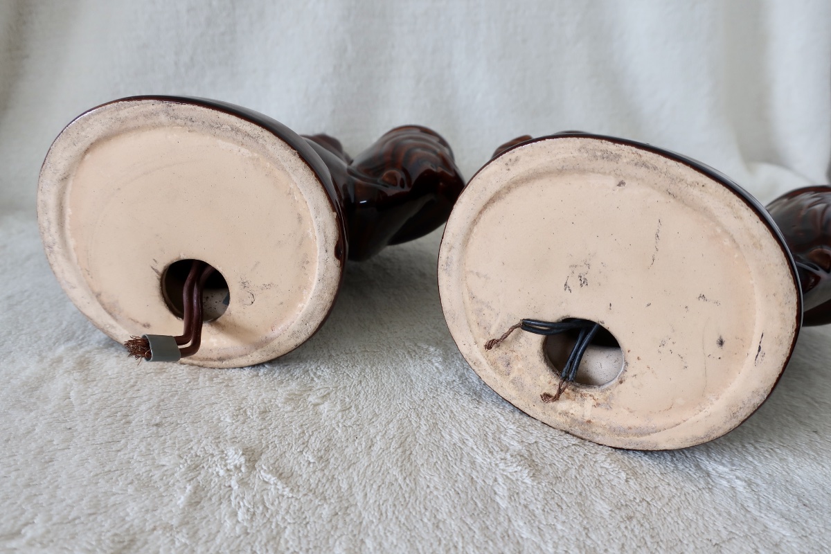 2 Porte-Lumière, Bougeoirs, Céramique Art Déco vers 1940-photo-8