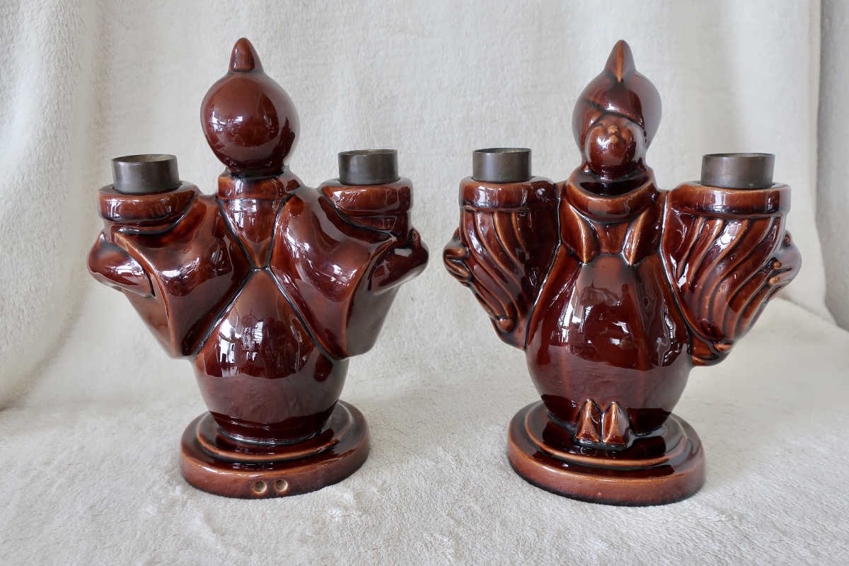 2 Porte-Lumière, Bougeoirs, Céramique Art Déco vers 1940