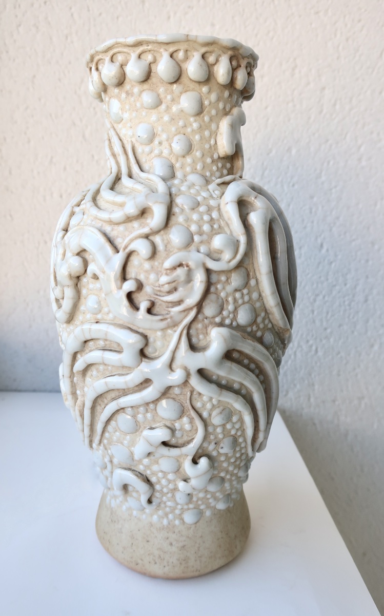 Rare Vase Balustre Chine 1ère moitié XIXème Daoguang, Chimères ou Dragons-photo-2
