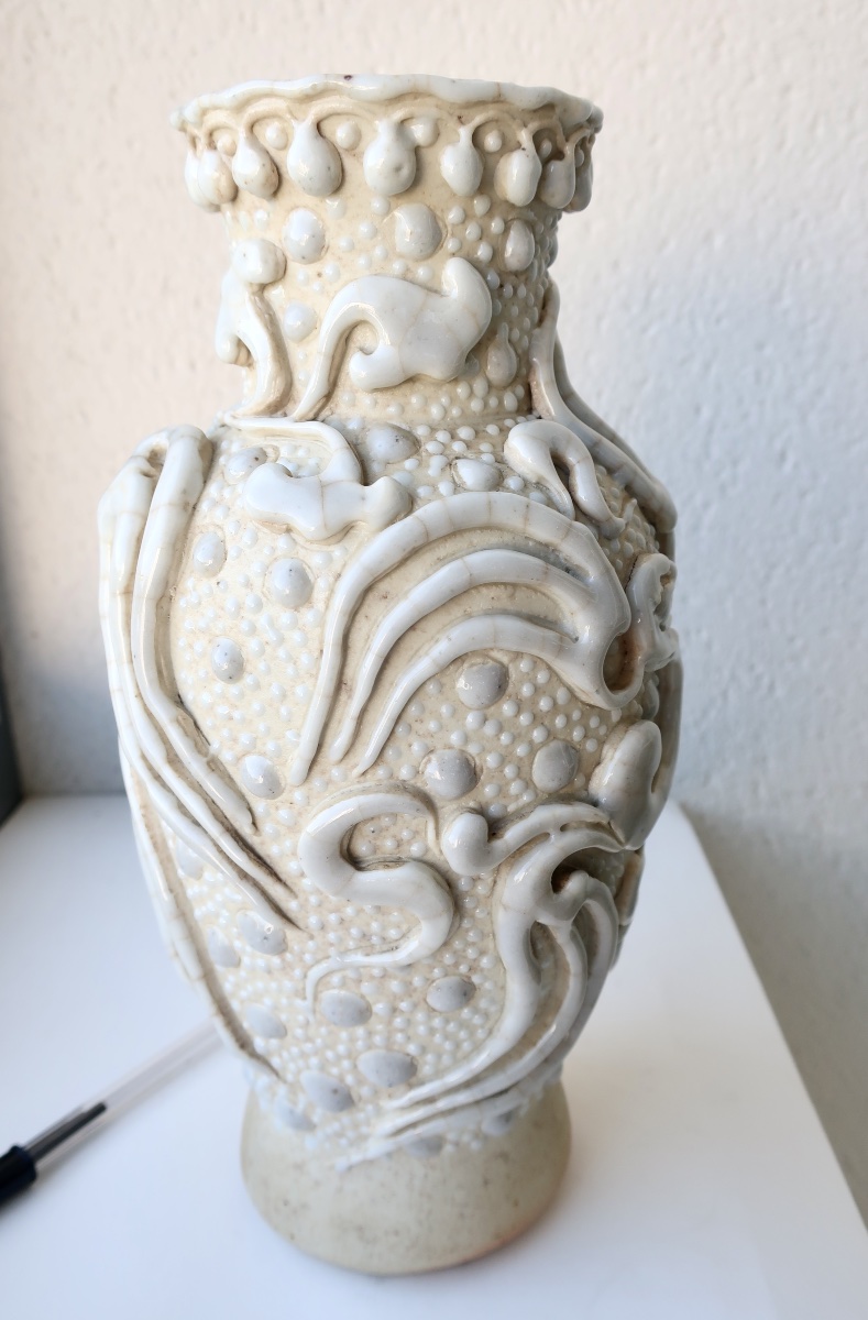 Rare Vase Balustre Chine 1ère moitié XIXème Daoguang, Chimères ou Dragons-photo-4