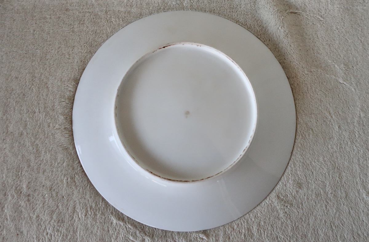 Rare Assiette Porcelaine Art Déco à Décor Rayonnant Main, TBE-photo-4