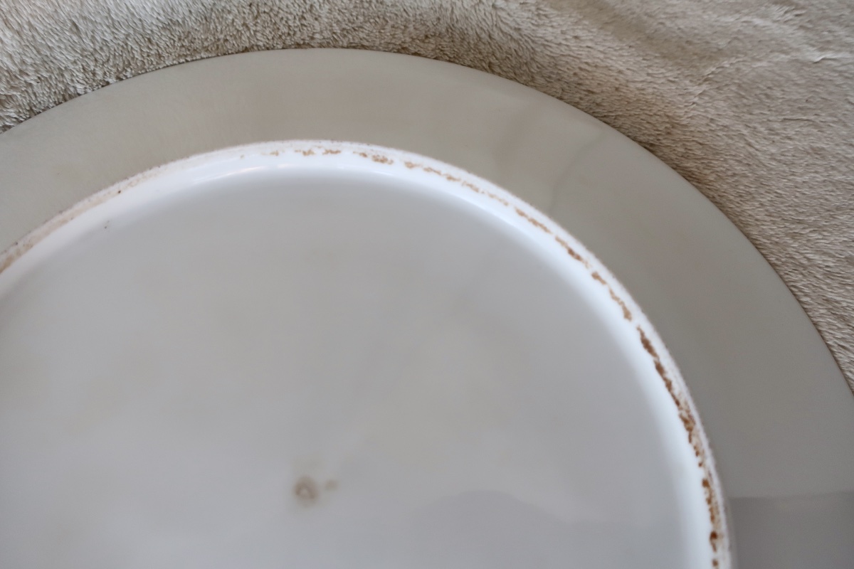 Rare Assiette Porcelaine Art Déco à Décor Rayonnant Main, TBE-photo-5