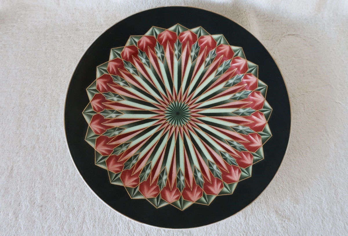 Rare Assiette Porcelaine Art Déco à Décor Rayonnant Main, TBE