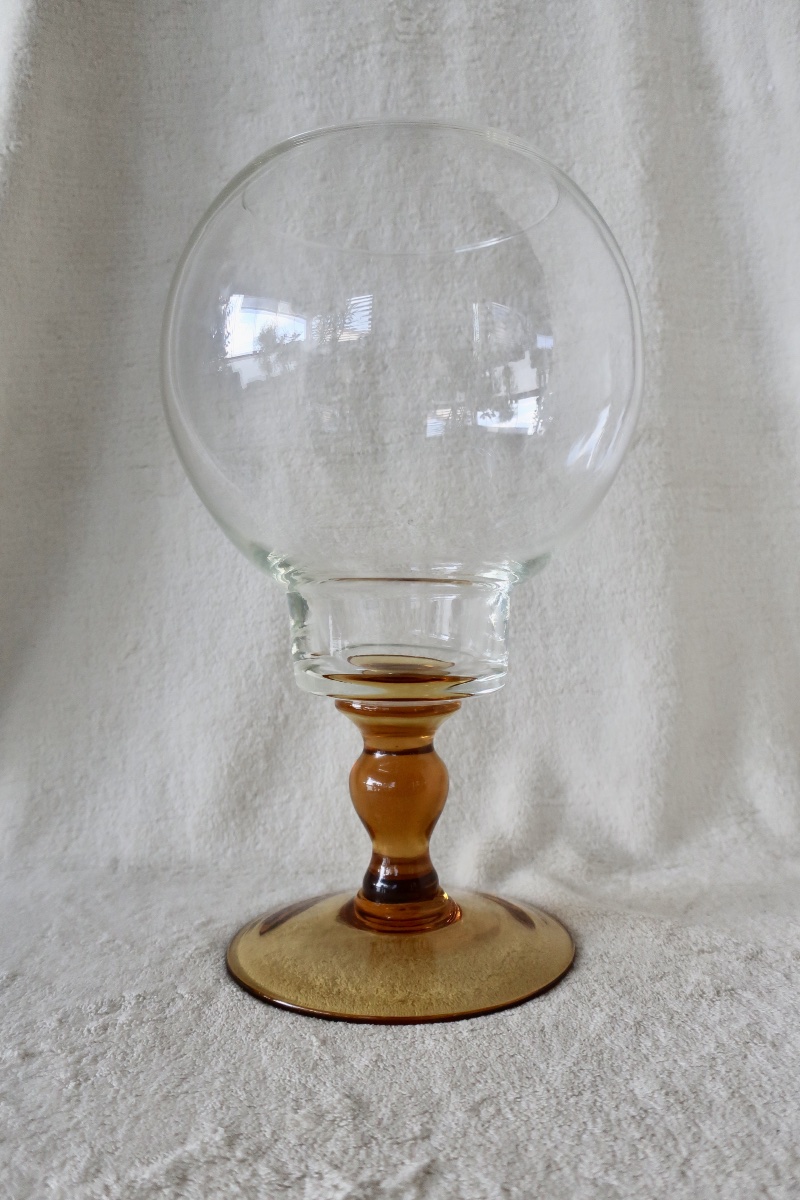 Extra-large Clear And Amber Crystal Grape Rinsing Glass, In Perfect Condition, 32 Cm-photo-3
