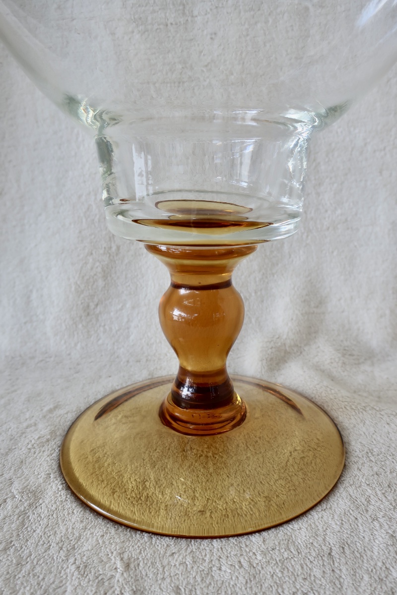 Extra-large Clear And Amber Crystal Grape Rinsing Glass, In Perfect Condition, 32 Cm-photo-1
