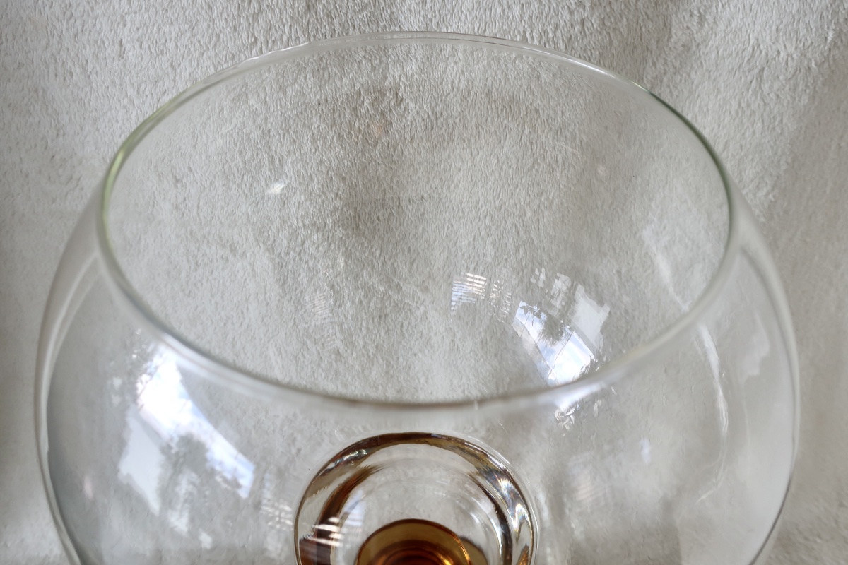 Extra-large Clear And Amber Crystal Grape Rinsing Glass, In Perfect Condition, 32 Cm-photo-3