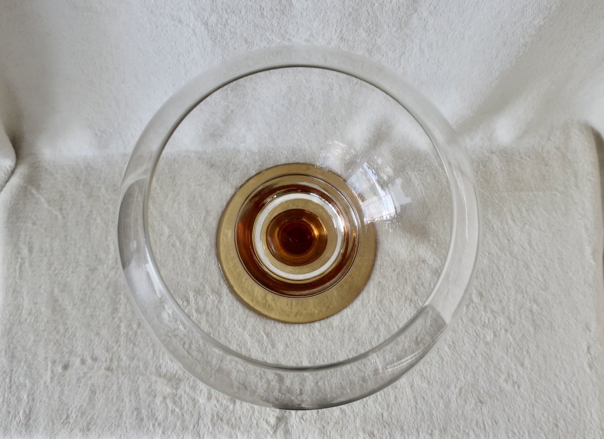 Extra-large Clear And Amber Crystal Grape Rinsing Glass, In Perfect Condition, 32 Cm-photo-4