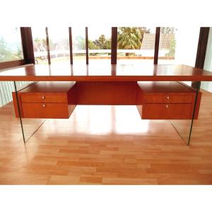 Attributed To Jacques Dumond (1906-1988): Large Flat Desk Design Around 1955/60