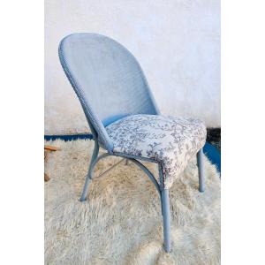 Fauteuil Anglais Bleu Style Lloyd Loom, Vers 1920/1930