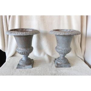 Paire de Vases Médicis XIXème, Fonte, H : 25 cm