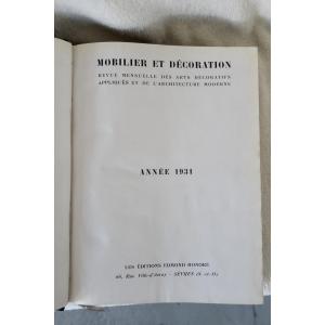 "Mobilier et Décoration", année 1931 Complète en Volume Relié, Edts Edmond Honoré, TBE