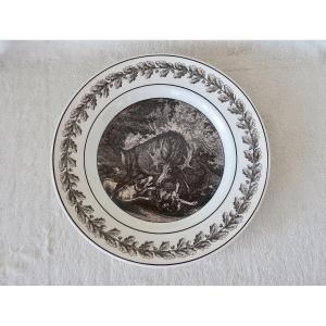 Plate By U & Cie, Sarreguemines, "nemrod" Set, 19th Century