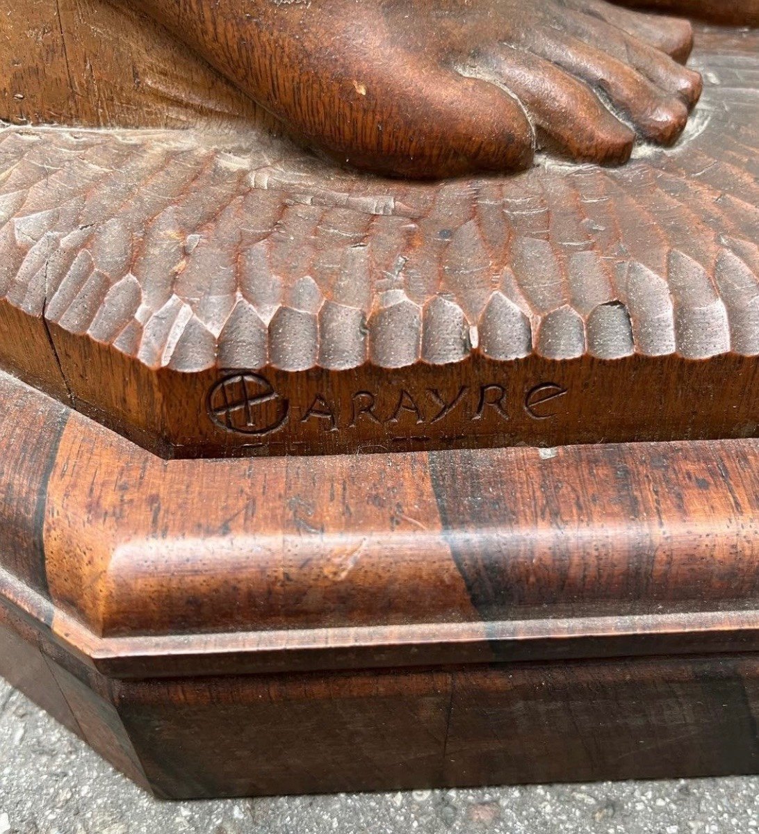 Parayre Henri (1879-1970) Female Nude At The Cornucopia Art Deco Wooden Sculpture-photo-4