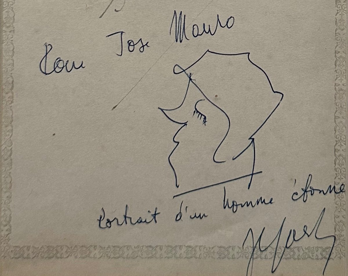 Jean-Paul SARTRE & Simone DE BEAUVOIR - Dédicaces Autographes - Dessin Portrait d’Homme-photo-3