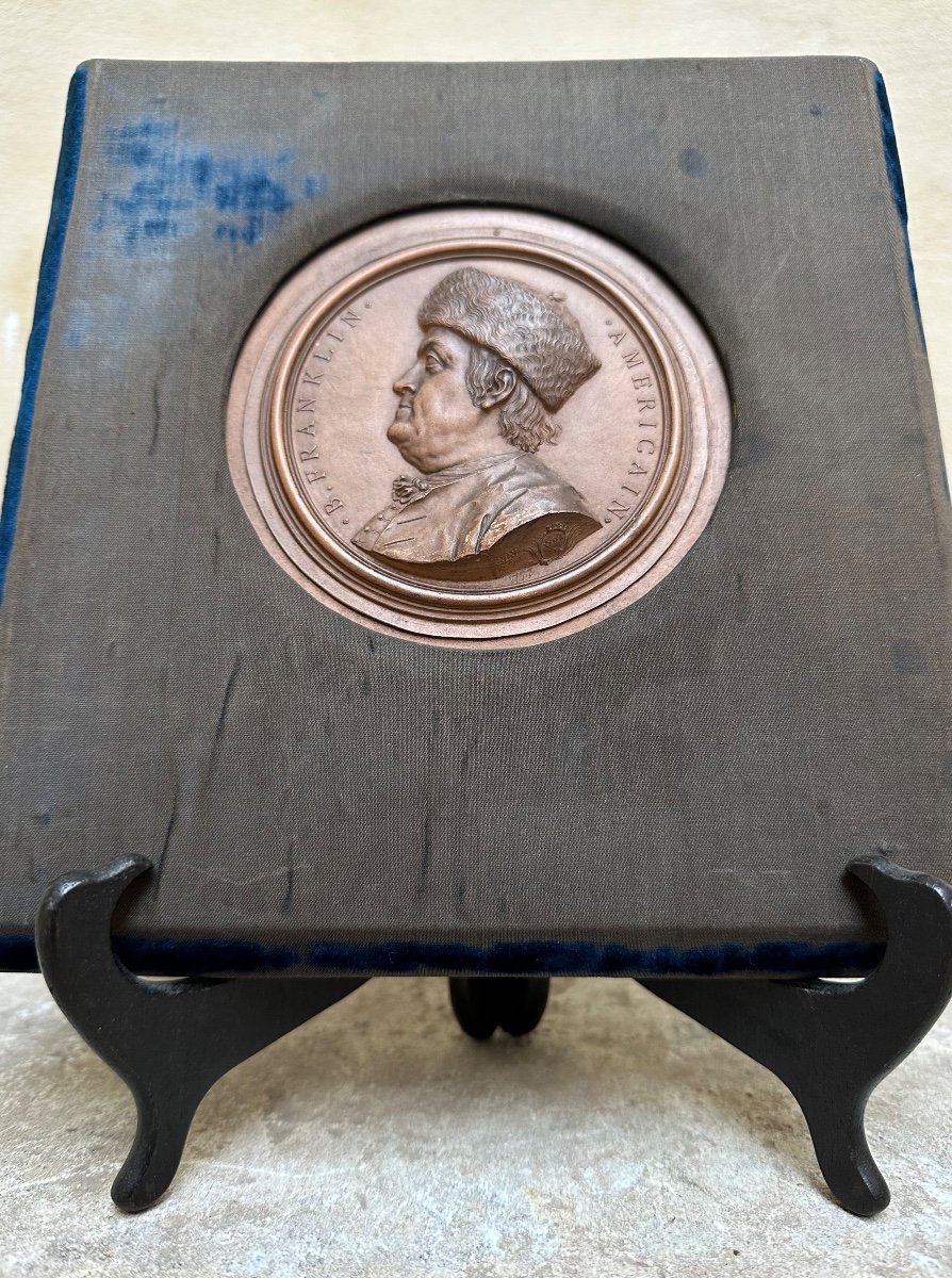 Jean-baptiste Nini - Terracotta Bas-relief Sculpture XVIIIth Portrait Benjamin Franklin United States-photo-2