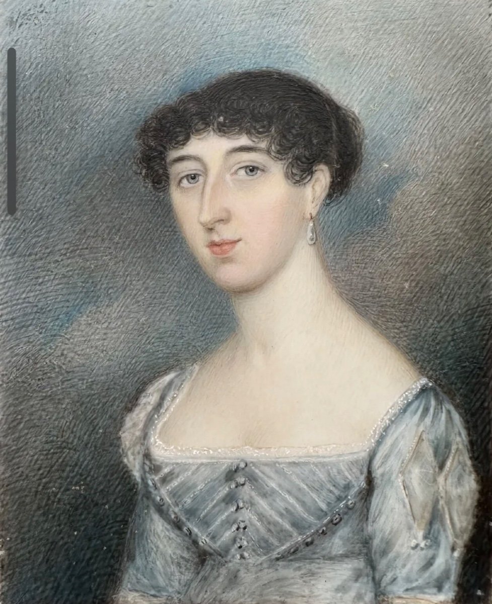 William Bate - English Miniature Painting - Portrait Of A Woman - Hrh Princess Elizabeth-photo-3