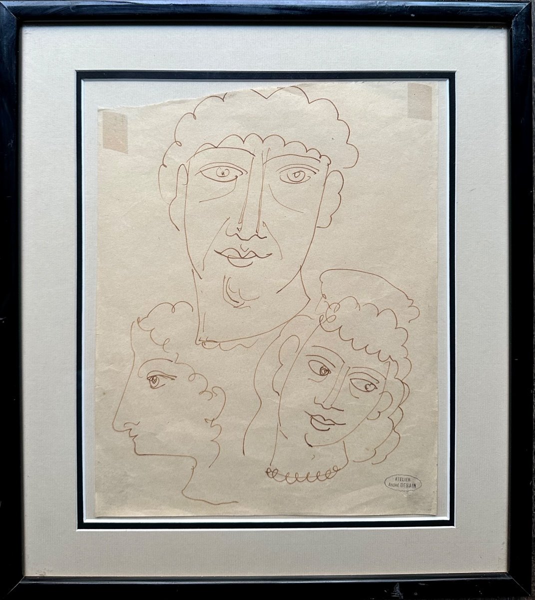 André Derain (1880-1954) - Ink Drawing - Portraits Of Man & Woman-photo-2