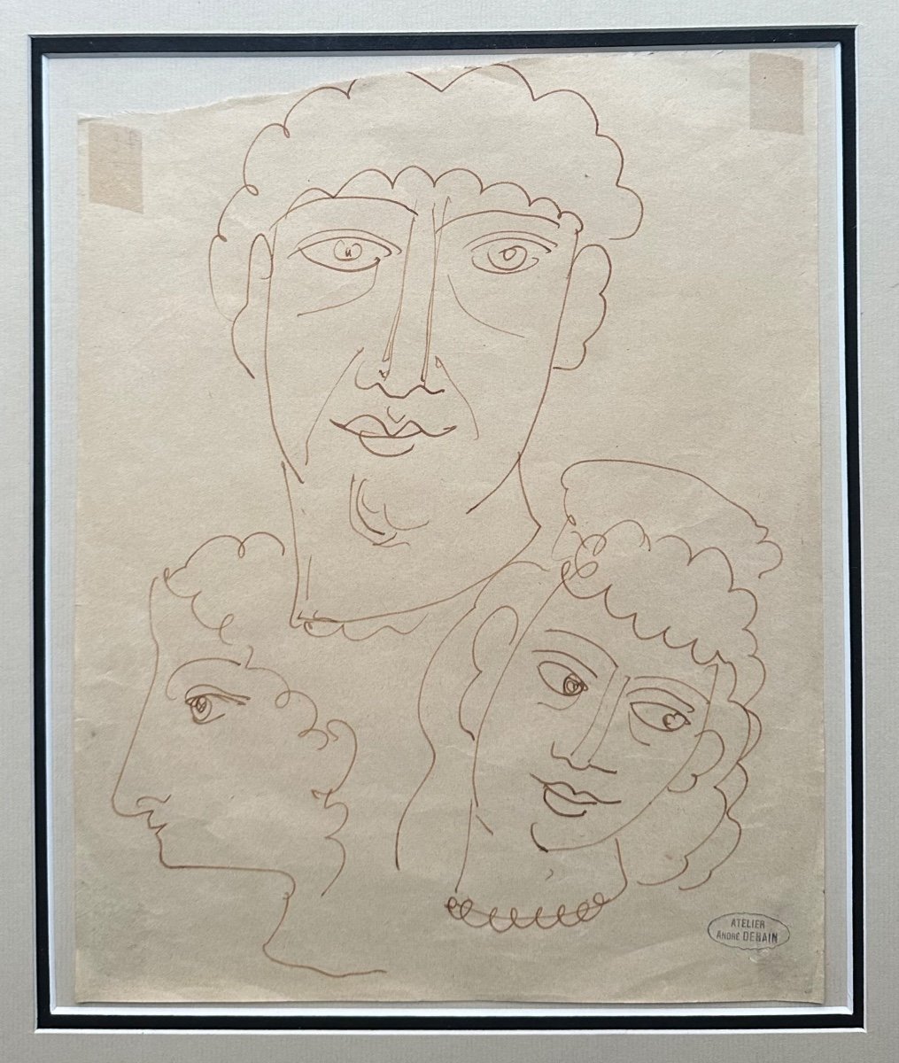 André Derain (1880-1954) - Ink Drawing - Portraits Of Man & Woman