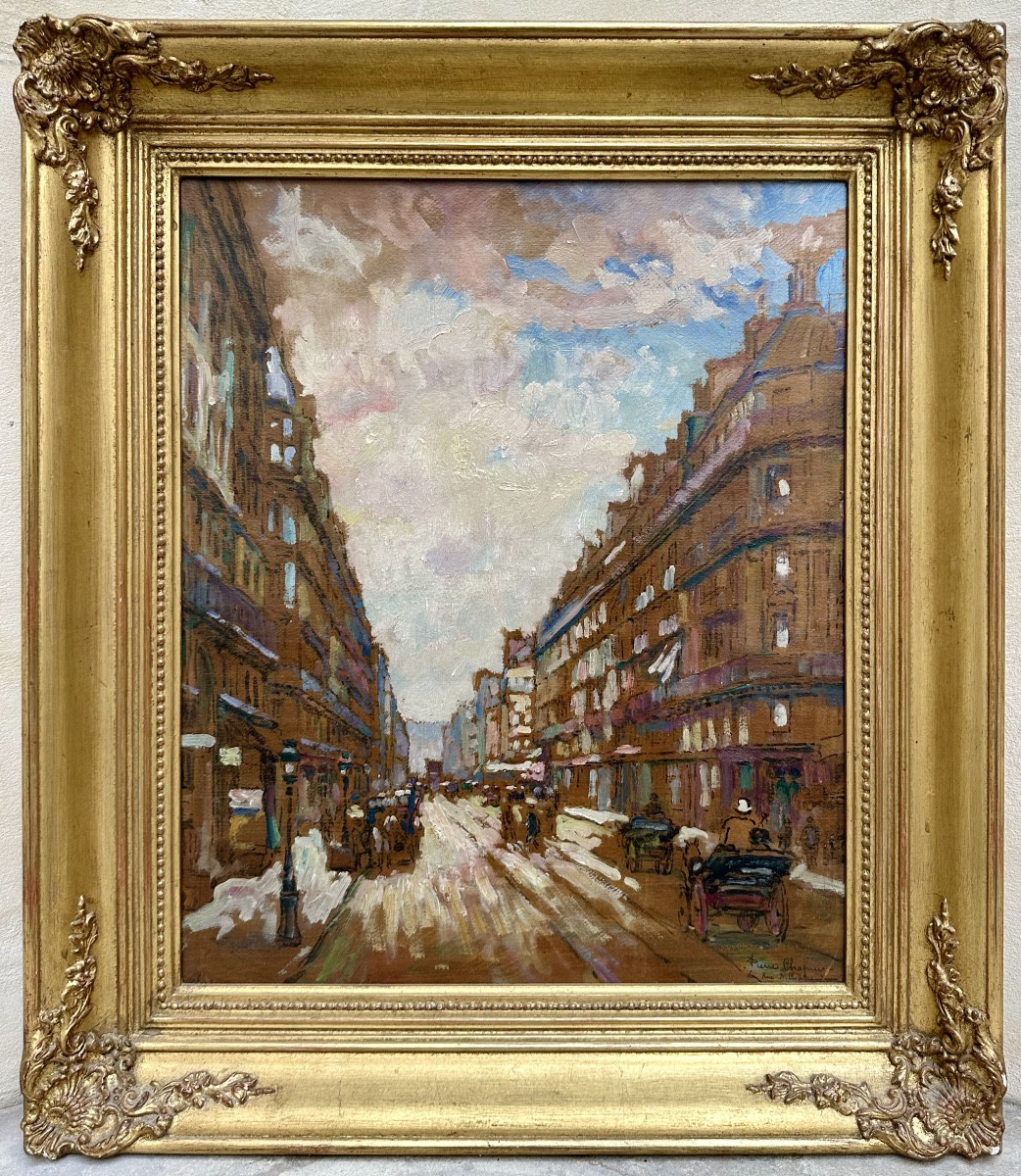 Chapuis Pierre (1863-1942) Oil On Panel - Rue De Châteaudun, Paris - Painting 
