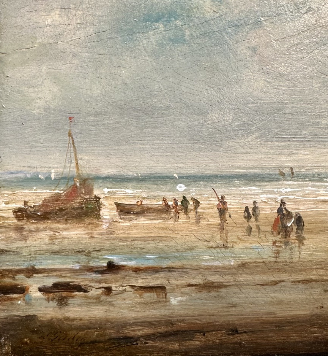 GUDIN Henriette (1825-1892) Paysage Bord de Mer - Peinture Tableau Marine Bretagne Normandie-photo-2