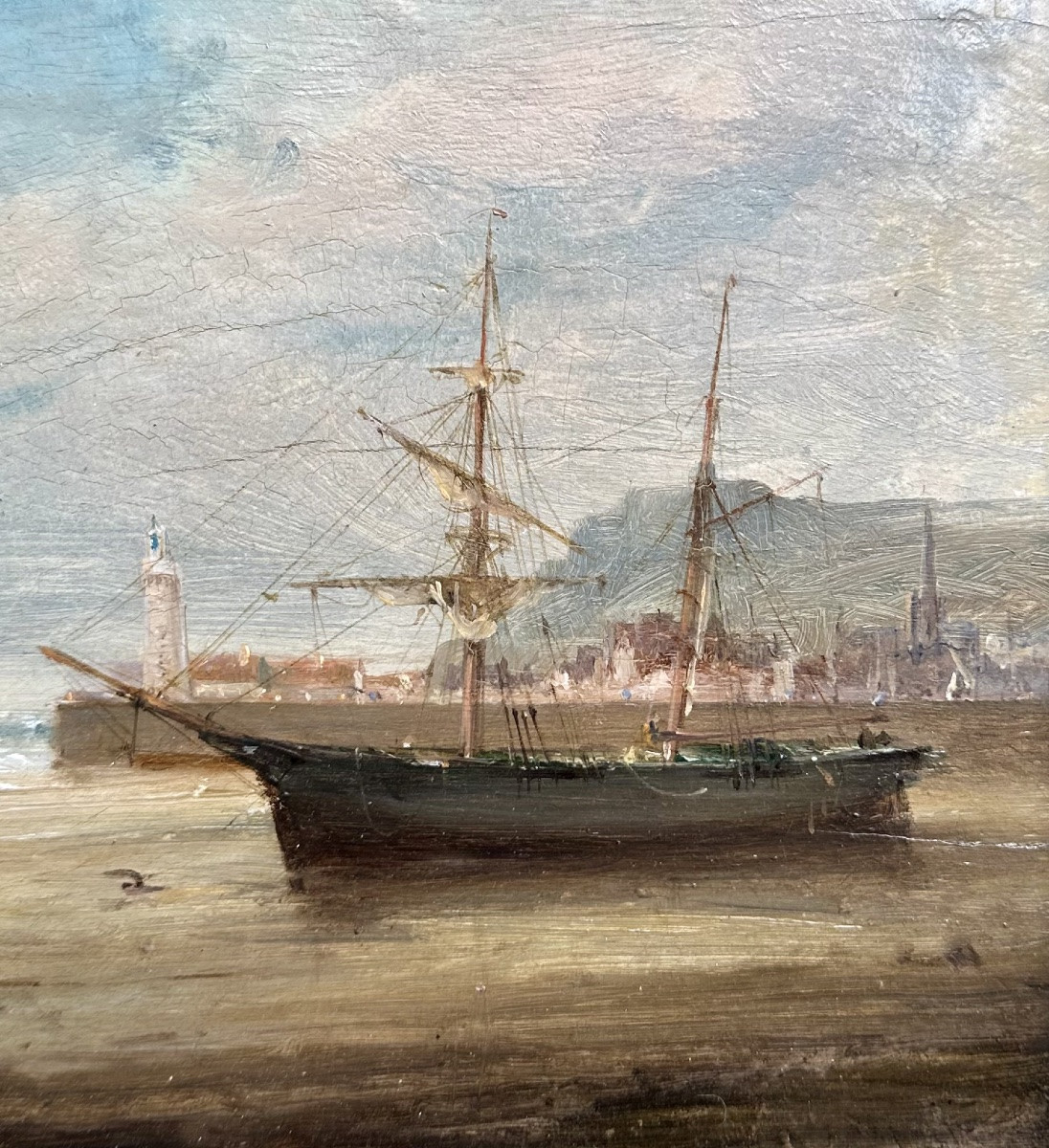 GUDIN Henriette (1825-1892) Paysage Bord de Mer - Peinture Tableau Marine Bretagne Normandie-photo-3