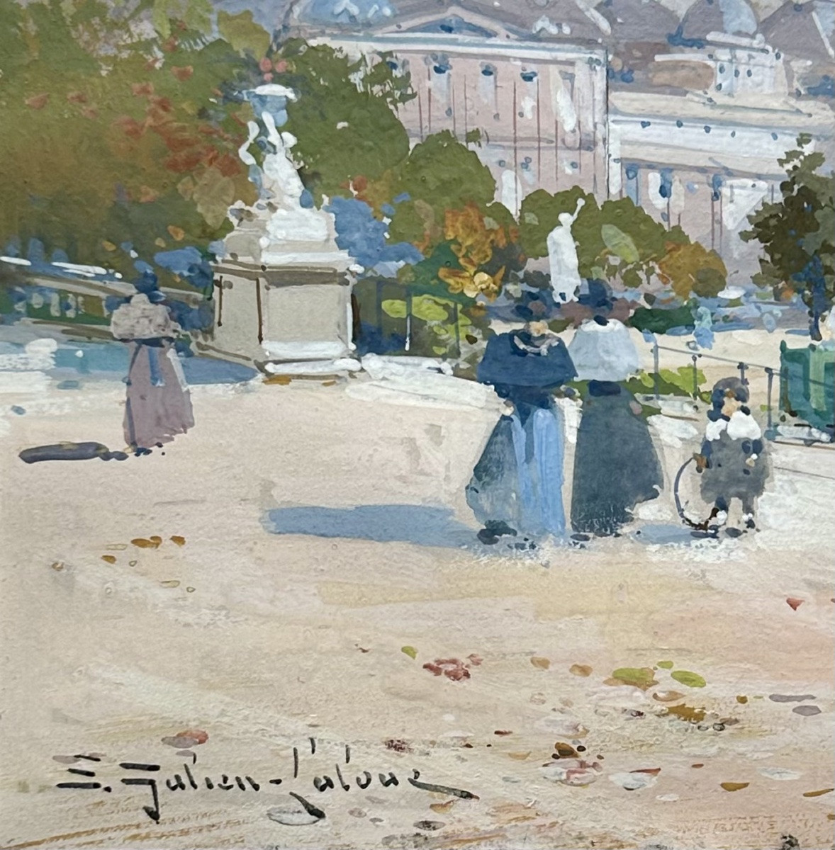 Galien-laloue Eugène (1854-1941) The Luxembourg Gardens, Senate, Paris - Gouache Painting-photo-1