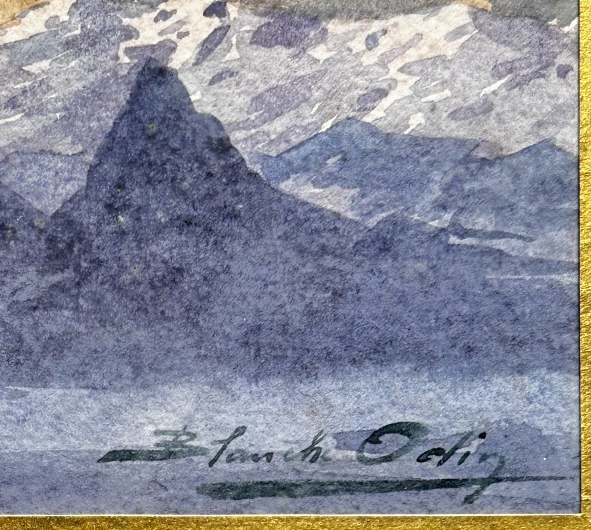 ODIN Blanche (1865-1957) La montagne du Rigi sous la neige, Suisse - Aquarelle -photo-4
