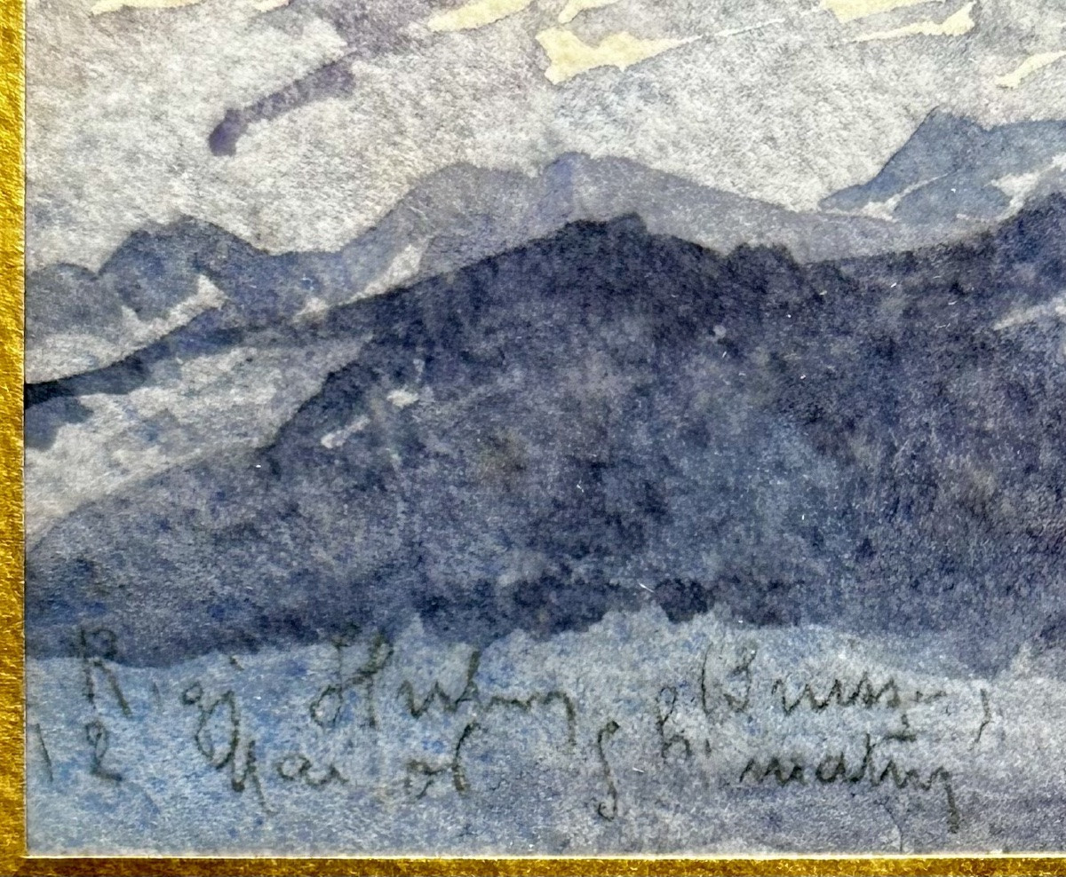 ODIN Blanche (1865-1957) La montagne du Rigi sous la neige, Suisse - Aquarelle -photo-1
