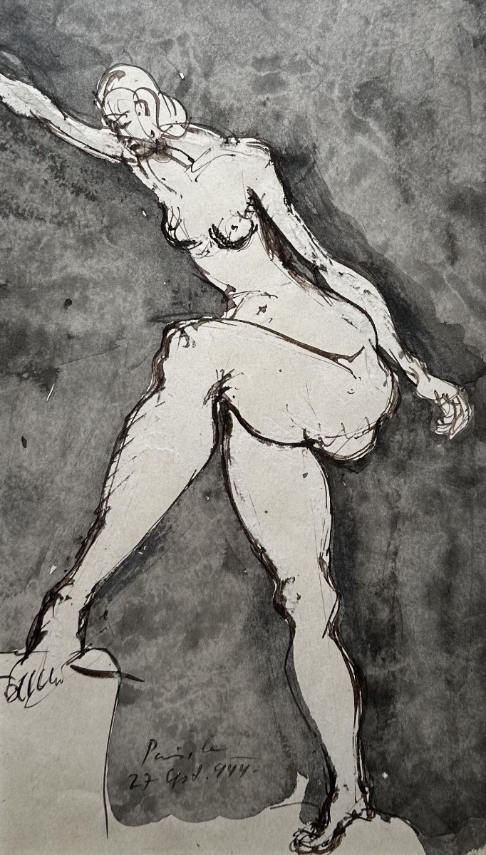 Brassaï (1899-1984) Academy Of Nude Woman Portrait - Drawing, Ink Wash - Gyula Halász-photo-3