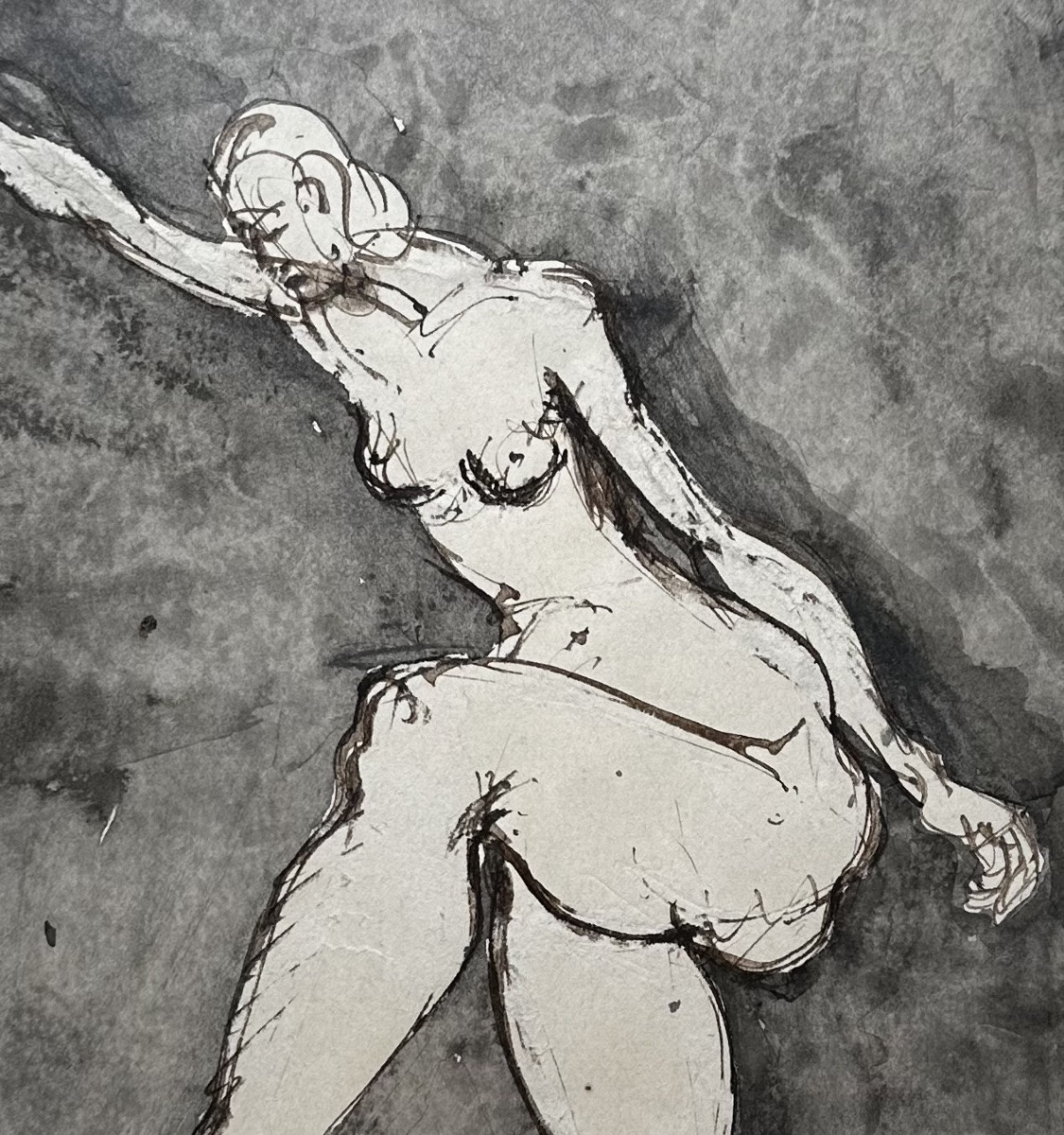 Brassaï (1899-1984) Academy Of Nude Woman Portrait - Drawing, Ink Wash - Gyula Halász-photo-4