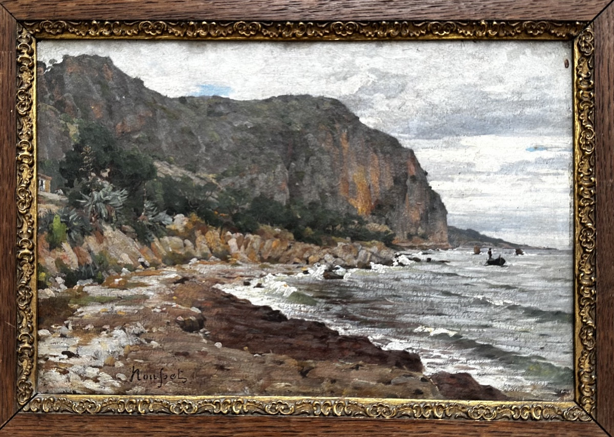 Jules Rousset (1840-1921) Seaside, Beaulieu - Landscape, Marine, Provence, 19th Century - Painting-photo-2