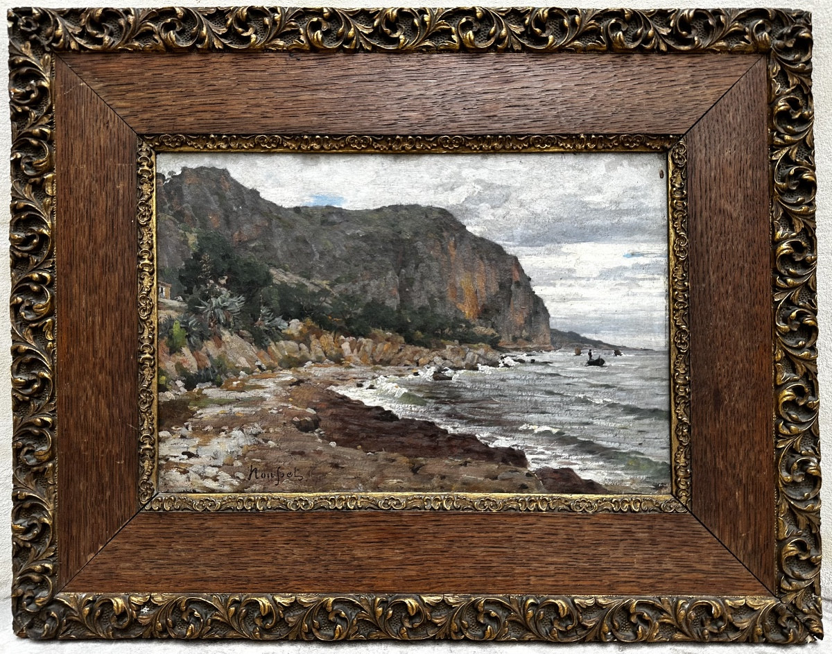 Jules Rousset (1840-1921) Seaside, Beaulieu - Landscape, Marine, Provence, 19th Century - Painting