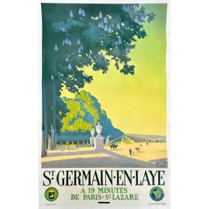 Pierre COMMARMOND (1897-1983) - Saint Germain en Laye - Affiche ancienne Chemin de fer - Paris