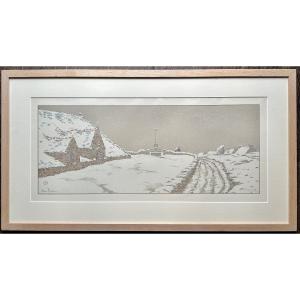 RIVIERE Henri (1864-1951) - Lithographie - La neige, La Féerie des heures, 1902 - Bretagne
