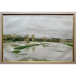 Allongé Auguste (1833-1898) - Watercolor - Landscape - Barbizon School 