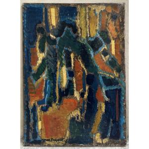 Papart Max (1911-1994) Oil On Canvas - Non-figurative Study N.1 - Abstract Painting 1950