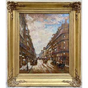 Chapuis Pierre (1863-1942) Oil On Panel - Rue De Châteaudun, Paris - Painting 