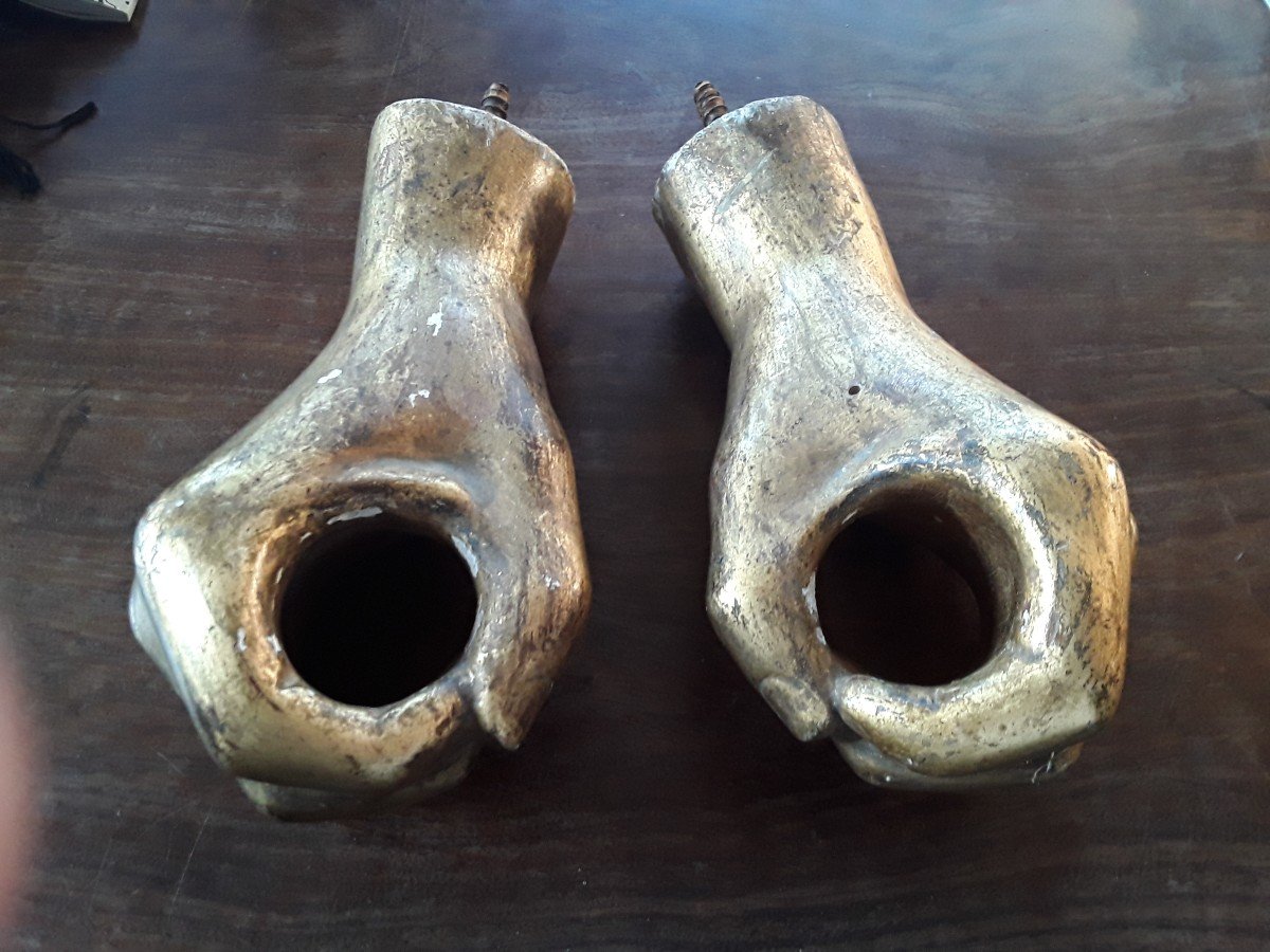 Astonishing Pair Of Hands In Carved Wood 19th Century-photo-2