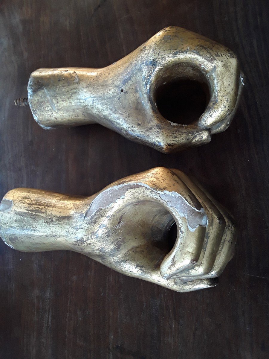Astonishing Pair Of Hands In Carved Wood 19th Century-photo-3