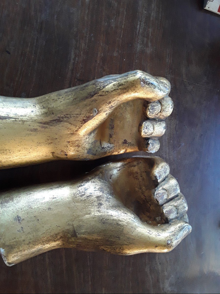 Astonishing Pair Of Hands In Carved Wood 19th Century-photo-1