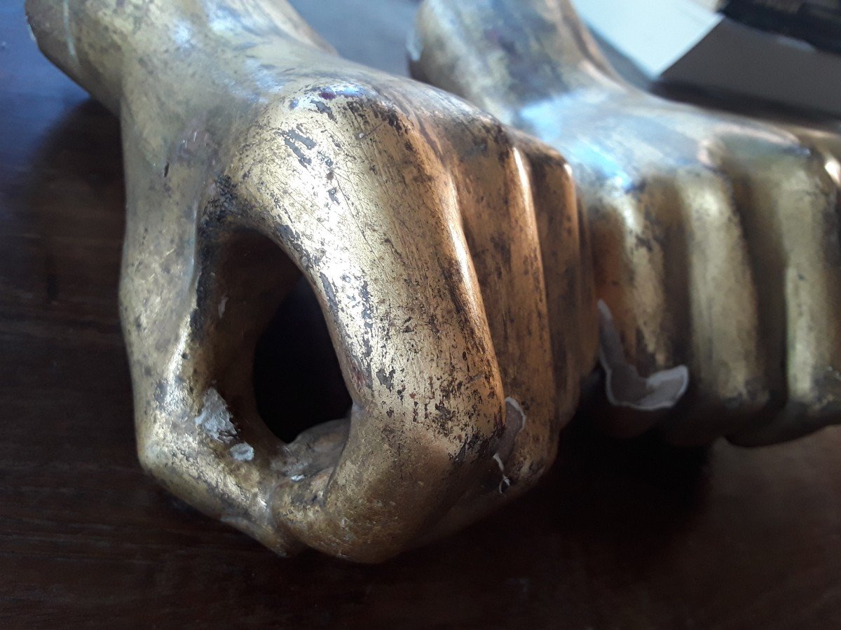 Astonishing Pair Of Hands In Carved Wood 19th Century-photo-4