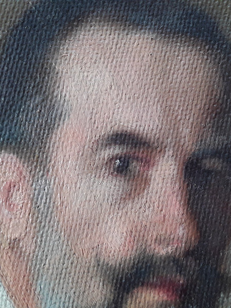Portrait Oil On Panel By Guillaume Larrue-photo-3