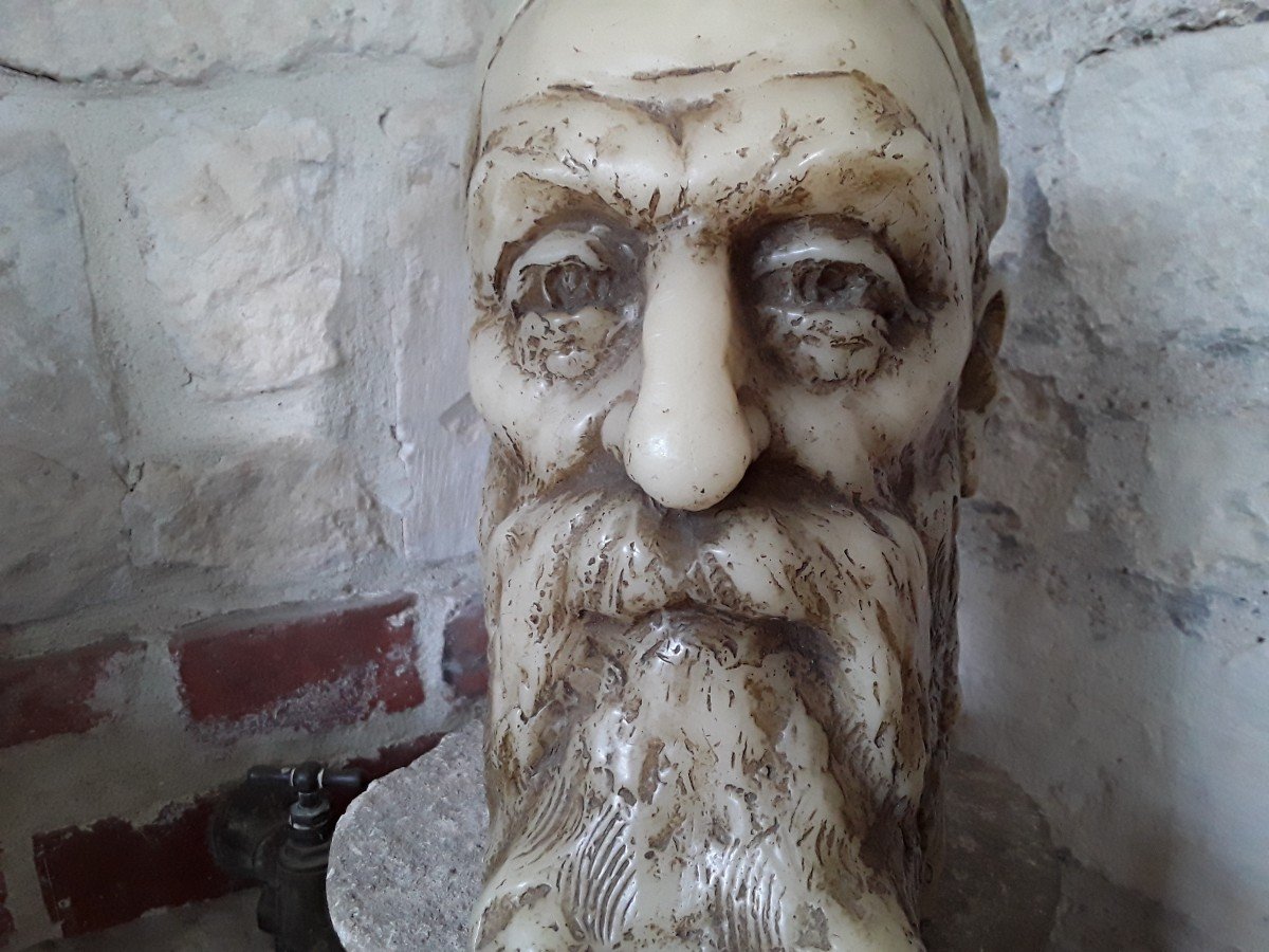 Head Of Anatole France In Wax By Gaston Deprez -photo-1