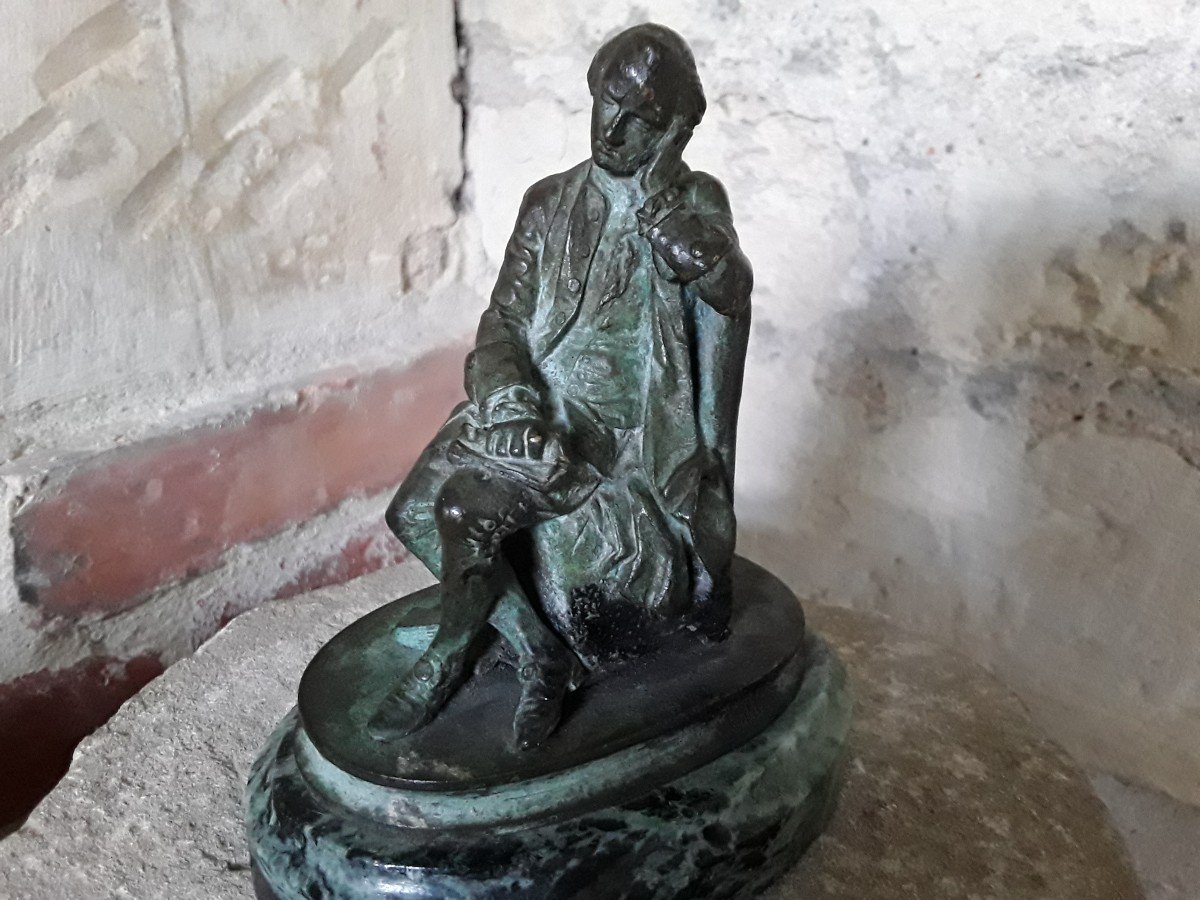 Petit Bronze Par E . Melingue Représentant Le Poète Malfilatre . 