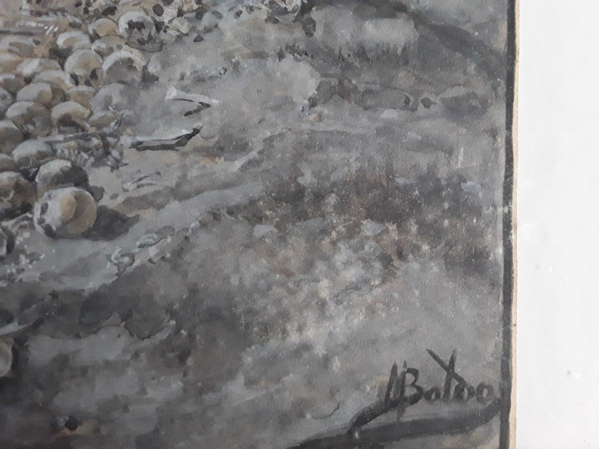 Amazing Morbid Subject Watercolor By J. M. Baldo. -photo-3