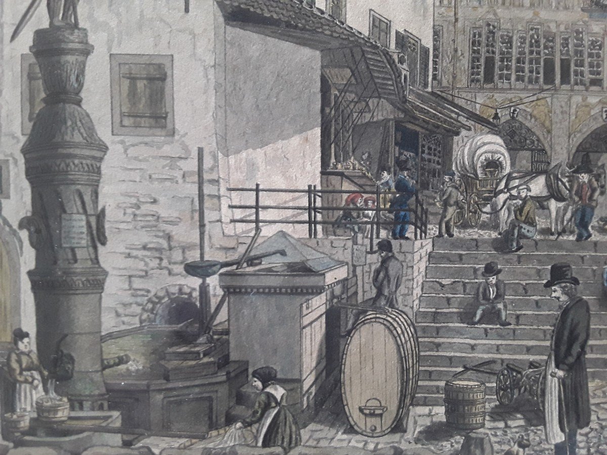 Old Drawing Of The Basel Town Hall.-photo-1