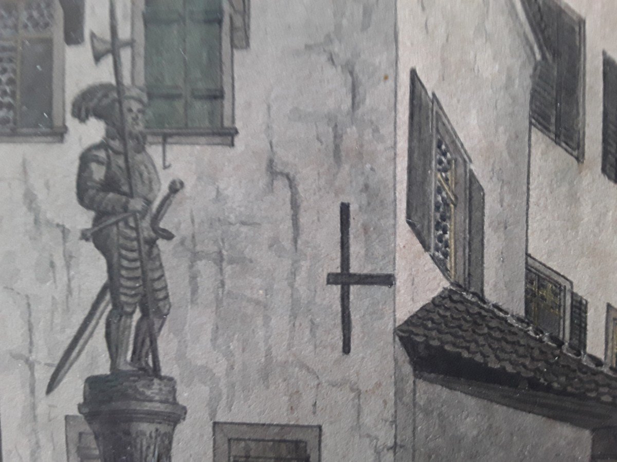 Old Drawing Of The Basel Town Hall.-photo-6