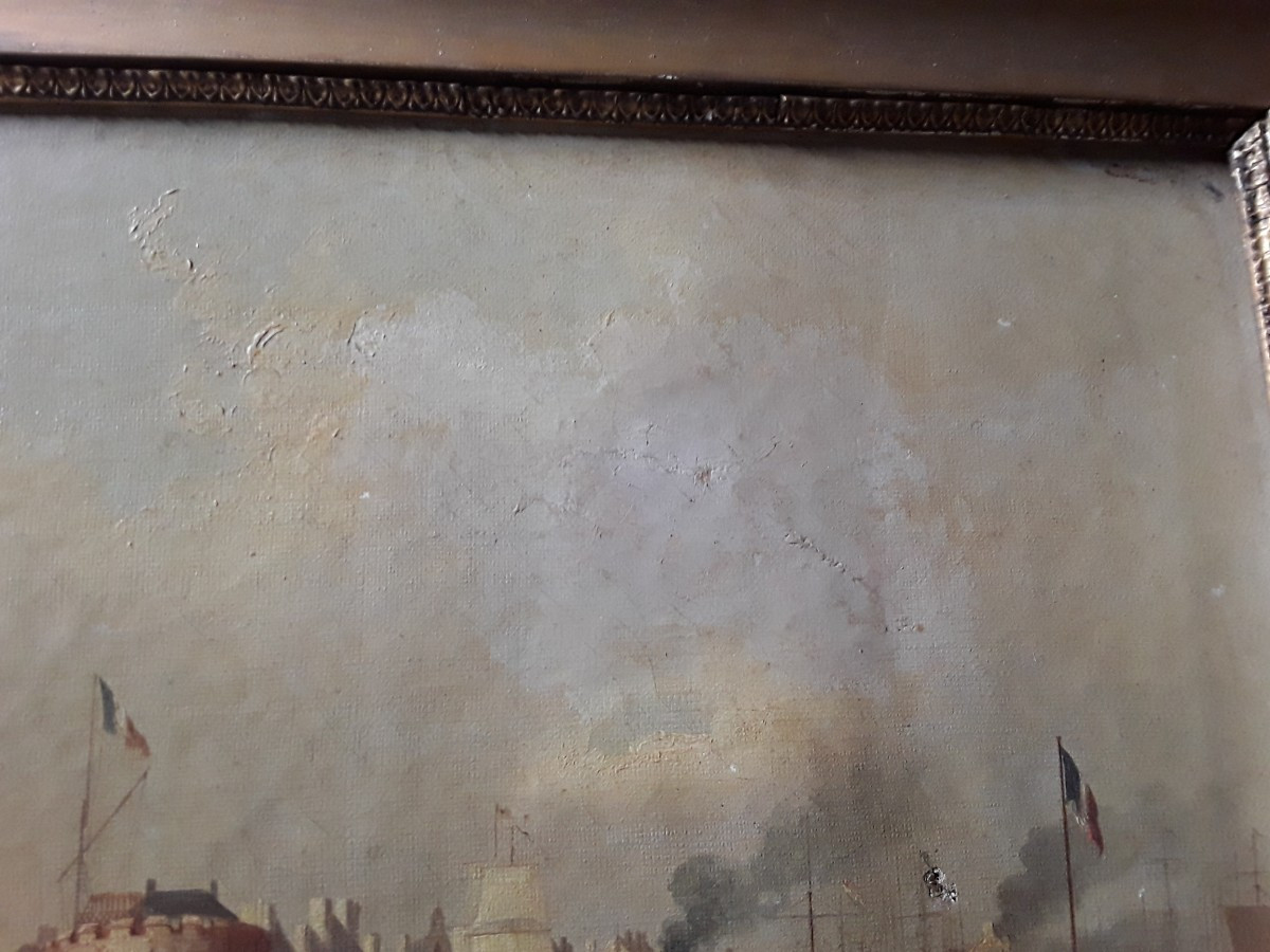 "the Port Of Le Havre" Old Painting-photo-4