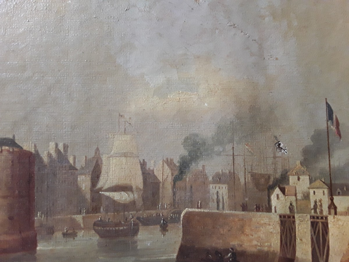 "the Port Of Le Havre" Old Painting-photo-3